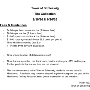 Tire Recycle Program for Schleswig 2026